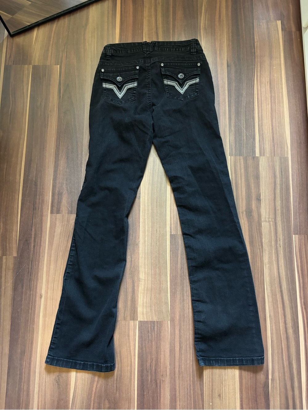 Women's Black Boot Cut Jeans with Embroidered Back Pockets